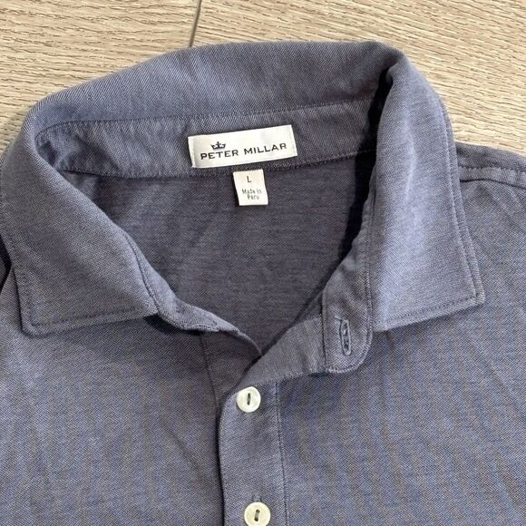 Peter Millar Golf Polo Shirt Mens Large Blue Preppy Casual Athletic - Picture 2 of 6
